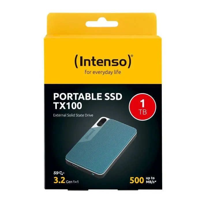 Intenso TX100 - Disque dur SSD externe 1 To - USB-C 3.2 Gen 1 - 550 Mo/s - Portable