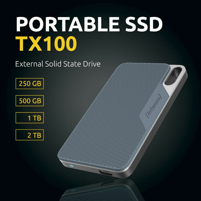 Intenso TX100 SSD Externe 1 To USB-C Bleu et Gris Intenso TX100 SSD Externe 1 To USB-C Bleu et Gris