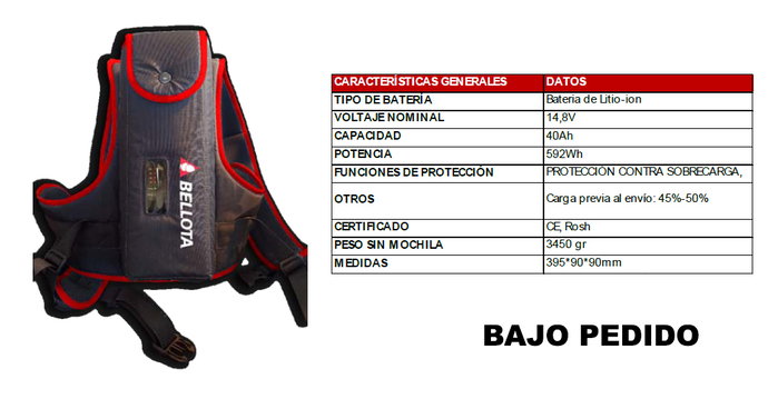 BELLOTA Batterie Lithium Ion pour VA1PRO avec harnais de dos, VABAT599 BELLOTA Batterie Lithium Ion pour VA1PRO avec harnais de dos, VABAT599