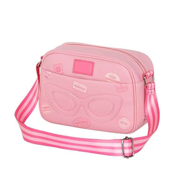 Barbie - Sac bandoulière Fashion Petite Travel en PVC - Dimensions 10 x的生17 x 25 cm - Rose - Mattel - Karactermania
