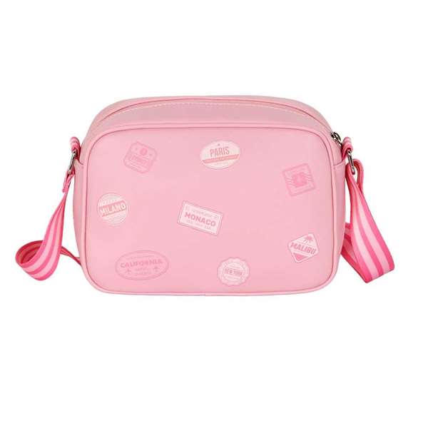 Barbie - Sac bandoulière Fashion Petite Travel en PVC - Dimensions 10 x的生17 x 25 cm - Rose - Mattel - Karactermania