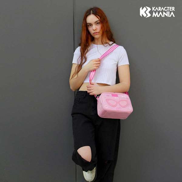 Barbie - Sac bandoulière Fashion Petite Travel en PVC - Dimensions 10 x的生17 x 25 cm - Rose - Mattel - Karactermania