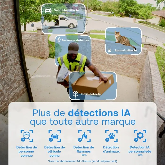 Arlo Essential 3 2K Extérieur 2 Caméras Surveillance - Pack 2 Caméras