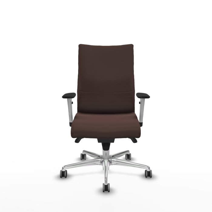 Piqueras Y Crespo Silla Albacete confidente Marron foncé avec mécanisme Sincro et base aluminium Piqueras Y Crespo Silla Albacete confidente Marron foncé avec mécanisme Sincro et base aluminium