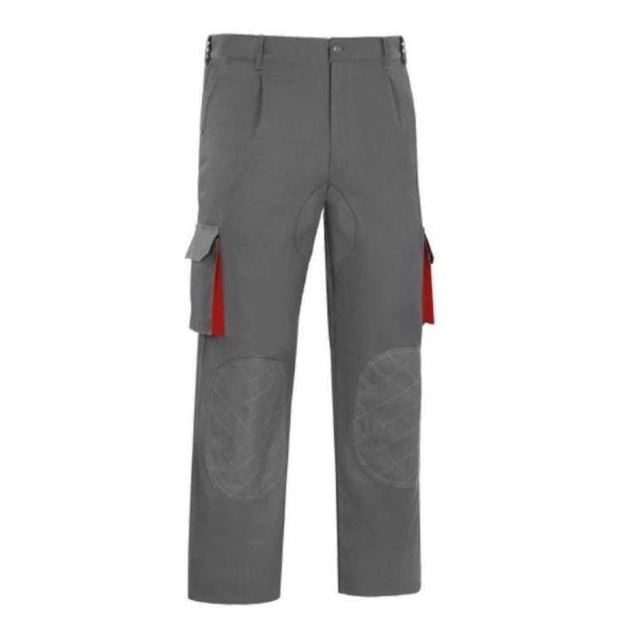 DUVER Pantalon de travail multibolsillos bicolore Gris/Rouge, Taille 52 DUVER Pantalon de travail multibolsillos bicolore Gris/Rouge, Taille 52