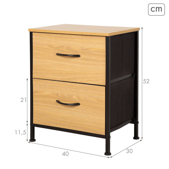 Max Home Table de Nuit Noir 40 x 52 x 30 cm