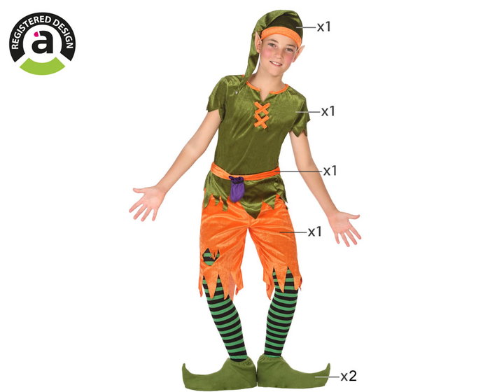 Atosa Déguisement de Duende Enfant Orange et Vert Atosa Déguisement de Duende Enfant Orange et Vert