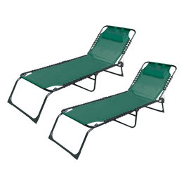 Marbueno Pack de 2 Tumbonas Plegables Acier avec Coque Jardin Piscine 190x58x27 Vert MARBUENO SUMMER 10002X2