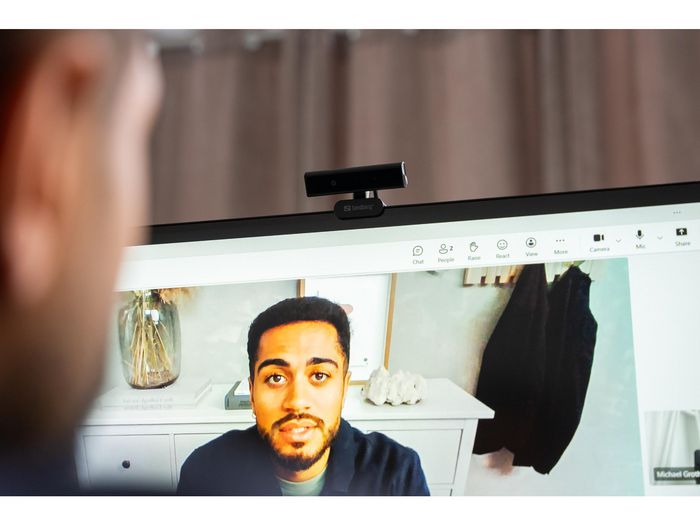 Sandberg Face Scan Webcam Mini - Caméra Web Full HD 1080P avec Micro, Compatible Windows Hello et Reconnaissance Faciale pour Réunions en Ligne