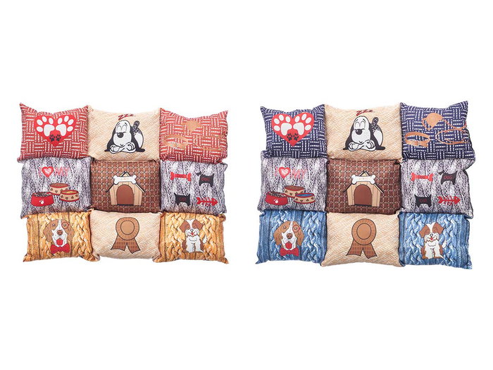 Mascow Couch pour Chien Rectangulaire 55x45 cm Tissu Polyester Antidérapant Couleurs Assorties (Set de 8)