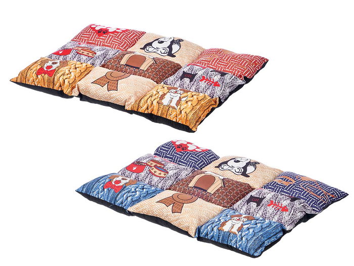 Mascow Couch pour Chien Rectangulaire 55x45 cm Tissu Polyester Antidérapant Couleurs Assorties (Set de 8)