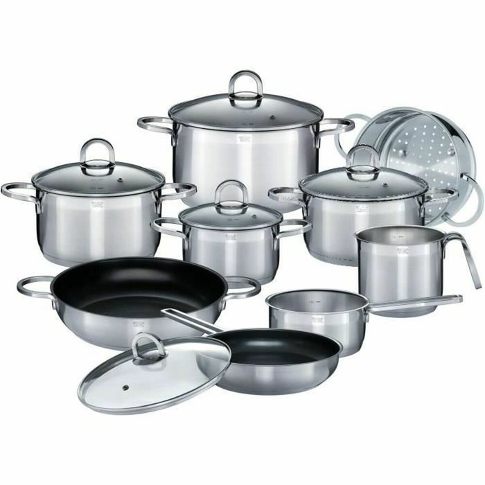 GSW Batterie de cuisine ALARA 14 pièces en acier inoxydable 18/10