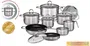 GSW Batterie de cuisine induction Alara en acier inoxydable 18/10, 14 pièces, couvercle verre trempé, poignées ergonomiques
