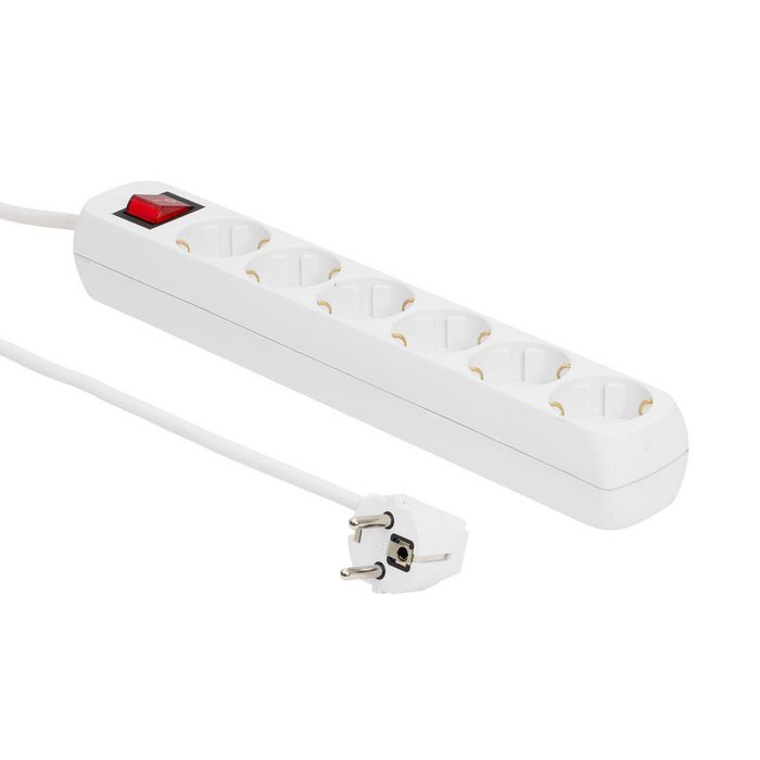 MicroConnect Multiprise 6 prises Schuko avec interrupteur marche/arrêt, câble 1,5 mètres, blanc MicroConnect Multiprise 6 prises Schuko avec interrupteur marche/arrêt, câble 1,5 mètres, blanc