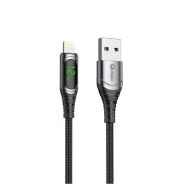 Qcharx international Cable Formentera USB vers Lightning avec écran LED, 1m, Gris foncé