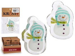 Krist+ Autocollant Gel LED 10x10 cm Bonhomme de Neige Blanc Bleu (Set de 48)