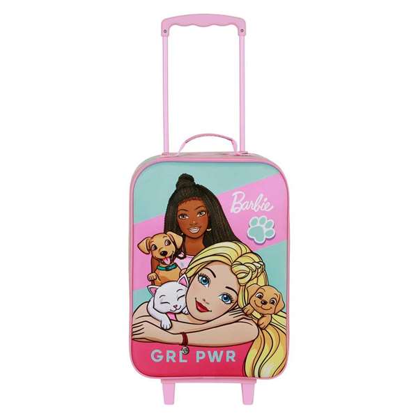 Barbie Pets - Valise cabine souple pour enfant avec motif 3D Barbie Pets, dimensions 33 x 17 x 52 cm (hors roues), rose