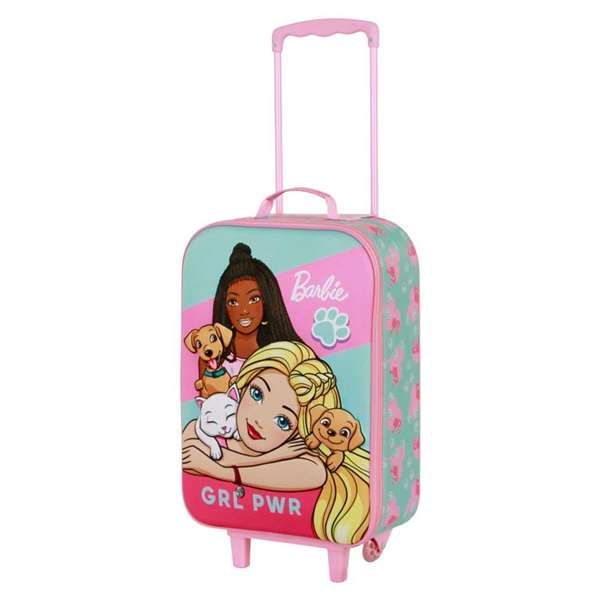 Barbie Pets - Valise cabine souple pour enfant avec motif 3D Barbie Pets, dimensions 33 x 17 x 52 cm (hors roues), rose
