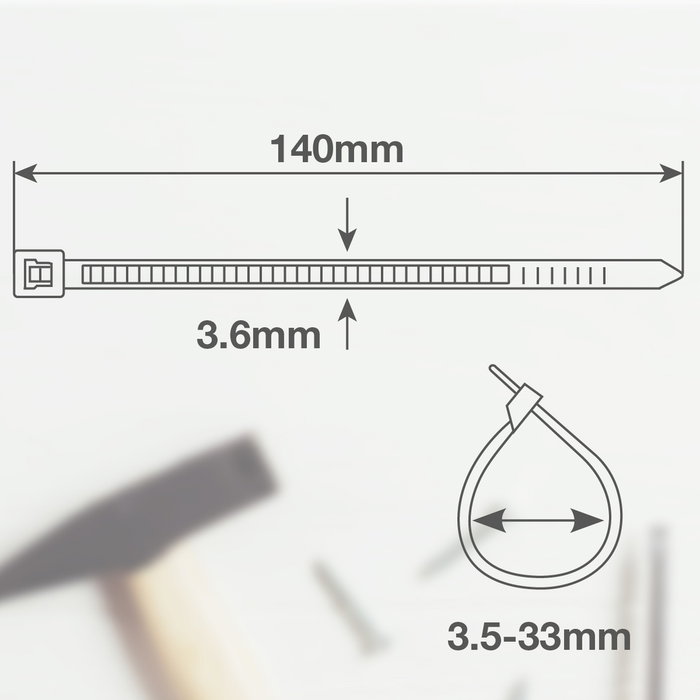 Hantums Sac de 100 colliers de serrage 100% nylon 140x3,6mm Noir Hantums Sac de 100 colliers de serrage 100% nylon 140x3,6mm Noir