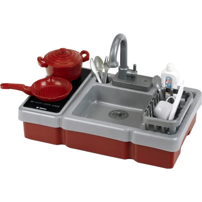 Bosch - Évier de cuisine jouet interactif avec plaque de cuisson électronique, robinet à pompe et accessoires - Référence 7110 - Pour enfants dès 3 ans