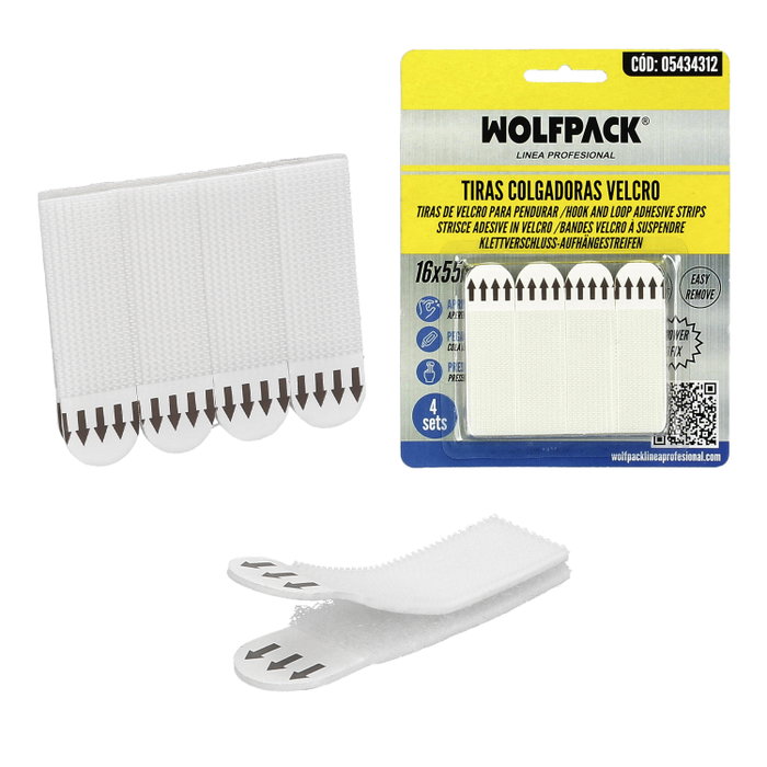 WOLFPACK LINEA PROFESIONAL Tiras Colgadoras Velcro 16 x 55 Mm 4 Set WOLFPACK LINEA PROFESIONAL Tiras Colgadoras Velcro 16 x 55 Mm 4 Set