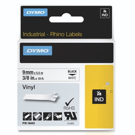 Dymo Ruban d'étiquetage Rhino en vinyle 9mm x 5,5m noir sur blanc