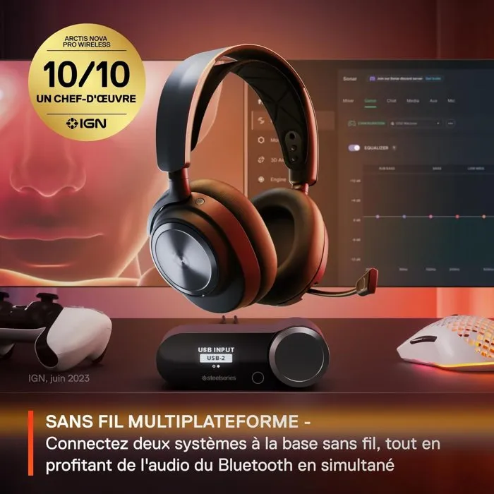 Steelseries Arctis Nova Pro Casque-micro Audio Gaming sans fil - Réduction active de bruit - Noir Steelseries Arctis Nova Pro Casque-micro Audio Gaming sans fil - Réduction active de bruit - Noir