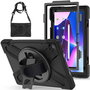 Lenovo TAB M10 (3e génération, 2022) - Coque de protection Defender AUSTIN pour tablette 10,1" (TB-328FU/TB-328XU) avec support rotatif 360°, sans verre frontal - Noir