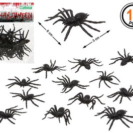 Pack de 12 Araignées Noires pour Décorations Halloween - Araignées Décoratives Effrayantes