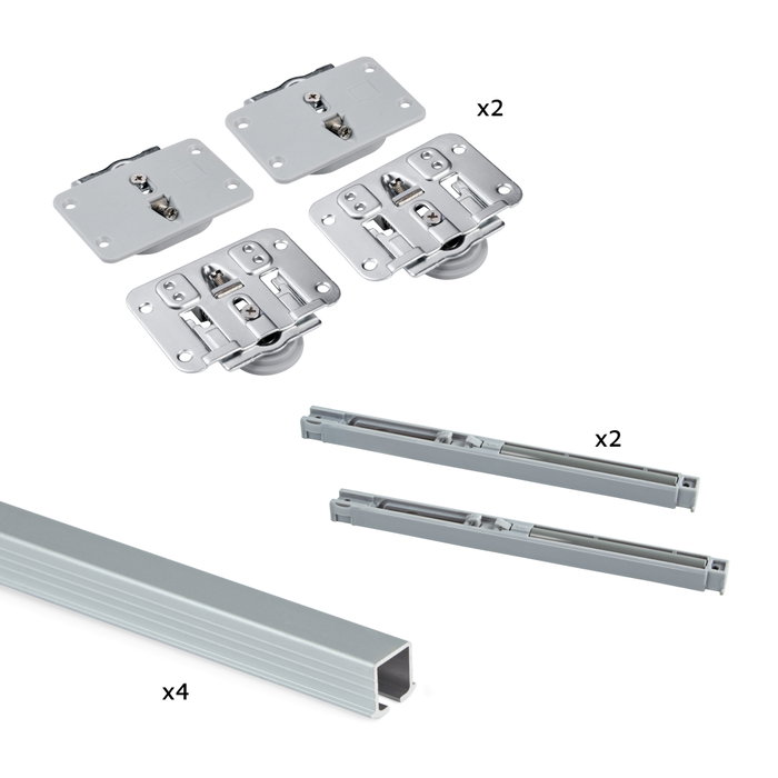 Emuca Kit de ferrures pour Flow 2 portes coulissantes et armoire à fermeture souple avec rails encastrés 2,35m, panneaux non inclus, Anodisé mat Emuca Kit de ferrures pour Flow 2 portes coulissantes et armoire à fermeture souple avec rails encastrés 2,35m, panneaux non inclus, Anodisé mat