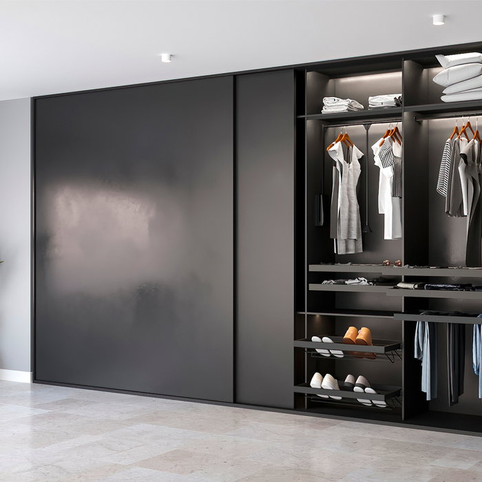 Emuca Kit de ferrures pour Flow 2 portes coulissantes et armoire à fermeture souple avec rails encastrés 2,35m, panneaux non inclus, Anodisé mat Emuca Kit de ferrures pour Flow 2 portes coulissantes et armoire à fermeture souple avec rails encastrés 2,35m, panneaux non inclus, Anodisé mat