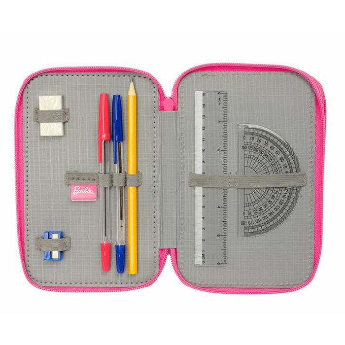 Pochette à crayons triple Barbie Rose 12,5 x 19,5 x 5,5 cm 37 Pièces