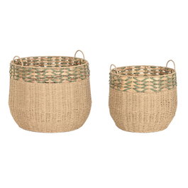 Set de basket Home ESPRIT Vert Naturel Fibre naturelle (2 Pièces)