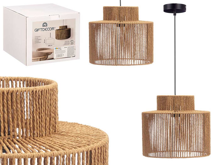 Giftdecor Lampe de Plafond Cylindre Corde 30x25x30cm Métal Papier Plastique Noir Marron (Set de 4) Giftdecor Lampe de Plafond Cylindre Corde 30x25x30cm Métal Papier Plastique Noir Marron (Set de 4)