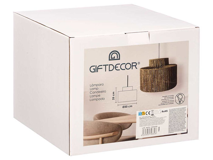 Giftdecor Lampe de Plafond Cylindre Corde 30x25x30cm Métal Papier Plastique Noir Marron (Set de 4) Giftdecor Lampe de Plafond Cylindre Corde 30x25x30cm Métal Papier Plastique Noir Marron (Set de 4)