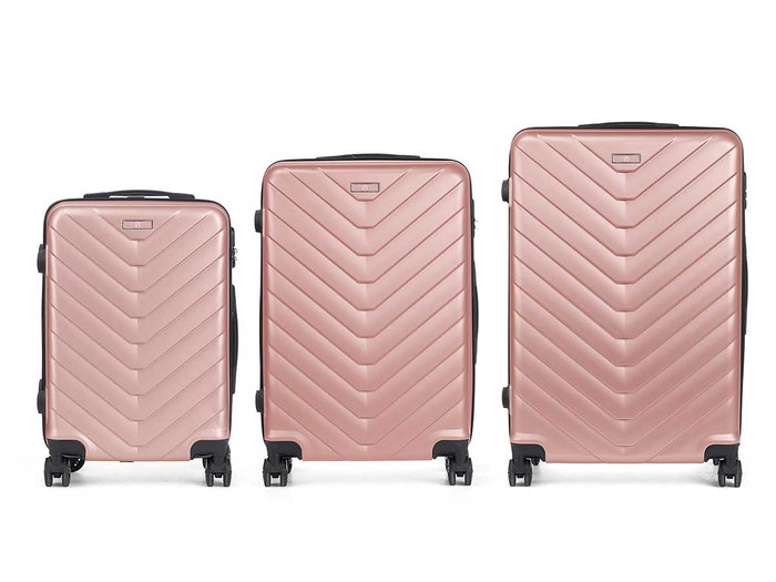 Arte Regal Set de 3 valises ABS rose avec écailles 49x74.5x28 cm (moyenne 67x45x26 cm, petite 57x38x23 cm)