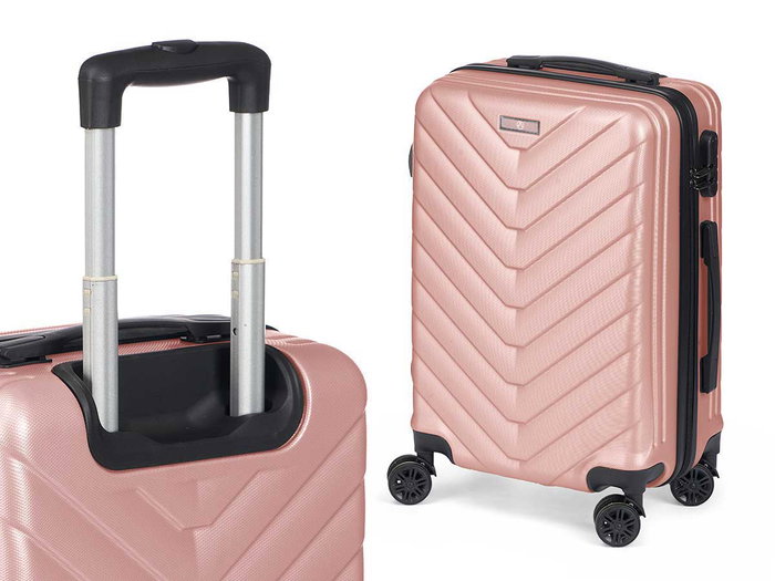 Arte Regal Set de 3 valises ABS rose avec écailles 49x74.5x28 cm (moyenne 67x45x26 cm, petite 57x38x23 cm)