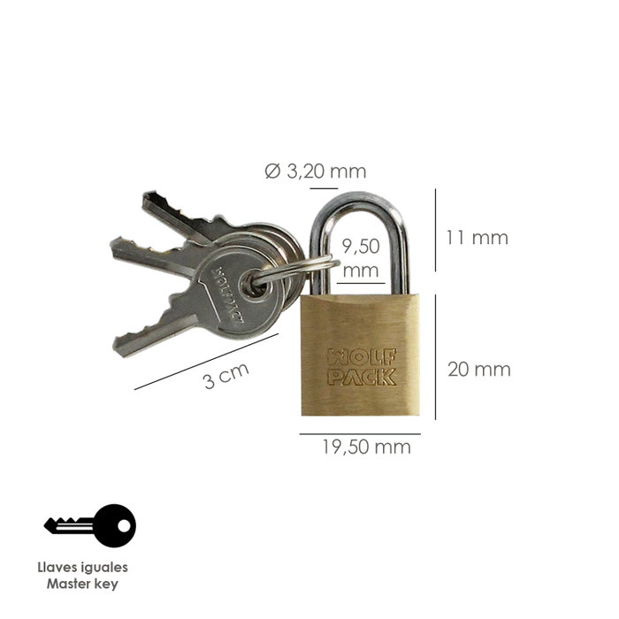 WOLFPACK LINEA PROFESIONAL Chaîne en laiton anse normale 20 mm