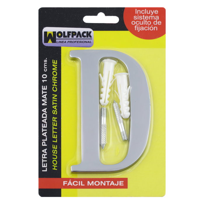 WOLFPACK LINEA PROFESIONAL Lettre Métal D Argent Mat 10 cm avec Visserie Oculta WOLFPACK LINEA PROFESIONAL Lettre Métal D Argent Mat 10 cm avec Visserie Oculta