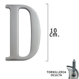 WOLFPACK LINEA PROFESIONAL Lettre Métal D Argent Mat 10 cm avec Visserie Oculta