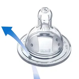 Dodie Biberon Initiation+ Anti-Coliques 330 ml avec Tétine 3 Vitesses, Col Large, Graduation Facile, Bleu Pompier, Dès 6 mois