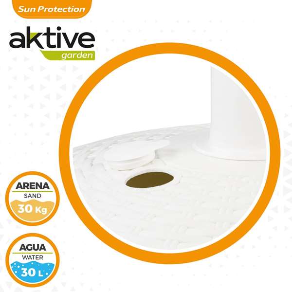 Color Baby - Support de parasol en polyrésine blanche, tube 4.8 cm, capacité 30 kg, dimensions D58 x 35 cm Color Baby - Support de parasol en polyrésine blanche, tube 4.8 cm, capacité 30 kg, dimensions D58 x 35 cm