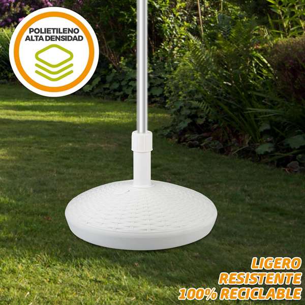 Color Baby - Support de parasol en polyrésine blanche, tube 4.8 cm, capacité 30 kg, dimensions D58 x 35 cm Color Baby - Support de parasol en polyrésine blanche, tube 4.8 cm, capacité 30 kg, dimensions D58 x 35 cm