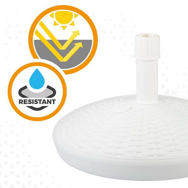 Color Baby - Support de parasol en polyrésine blanche, tube 4.8 cm, capacité 30 kg, dimensions D58 x 35 cm Color Baby - Support de parasol en polyrésine blanche, tube 4.8 cm, capacité 30 kg, dimensions D58 x 35 cm