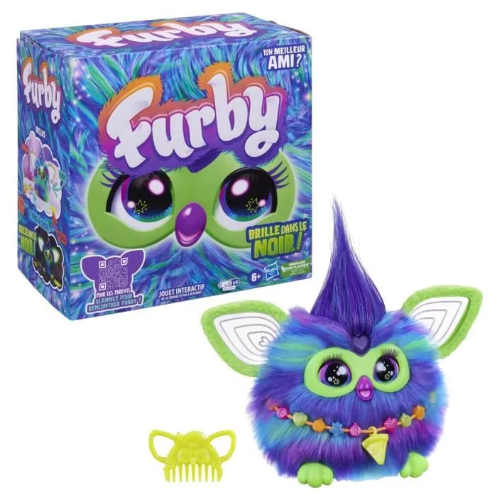 Hasbro Furby Galaxie Peluche Interactive Brille dans le Noir Activée par la Voix Jouet pour Garçons et Filles dès 6 ans