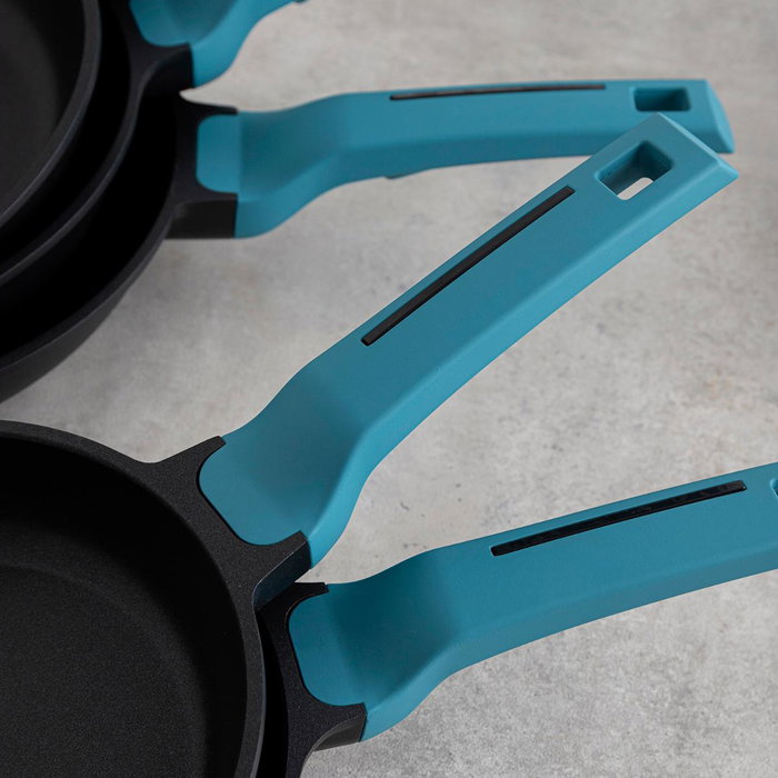 Quid Poêle à Frire Confort 24 cm Aluminium Bleu Antiadhésive Induction Vitrocéramique Gaz Électrique