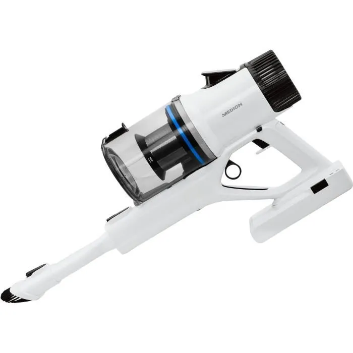 Medion Aspirateur balai sans fil MD11860 - 400 W - Autonomie 55 min - Batterie 2500 mAh - Blanc Gris