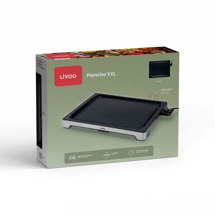 Livoo DOC319 Plancha électrique XXL 47 cm 2000 W Livoo DOC319 Plancha électrique XXL 47 cm 2000 W