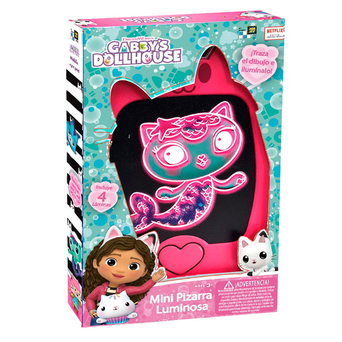 CEFA - Mini Pizarra Luminosa La Casa Muñecas De Gabby 00962 - Ardoise lumineuse pour dessiner et créer, avec cordon de cou - Jouet pour enfants à partir de 3 ans
