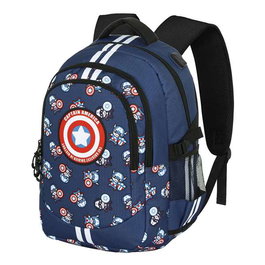 Karactermania Mochila Capitán América Run Plus FAN - Sac à dos 44x34x21 cm avec port USB, compartiments multiples et dos aéré